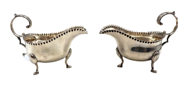 (2) English Sterling Silver Gravy Boats - 6.590 ozt.