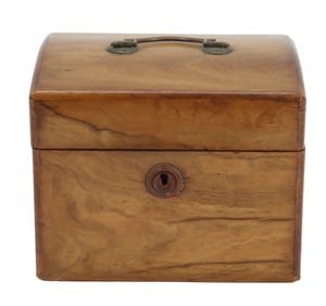 Antique English Victorian Black Walnut Tea Caddy