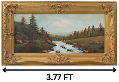 Antique C. Meiser, American, Oil on Canvas, Landscape Painting of Mt. Shasta, California