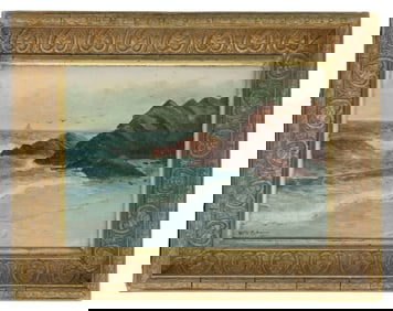 William Adam 19th Century American, Oil on Board, Sailing Off a Rocky Coast