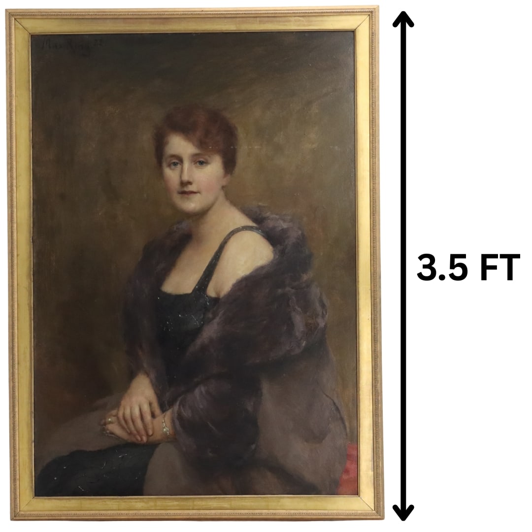 Max Ring (1857-1925) German, Oil on Canvas, Portrait of an Elegant Lady (1 of 13)