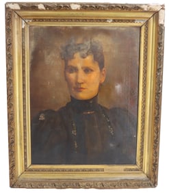 Antique Portrait of a Woman Oil on Canvas  - AS IS