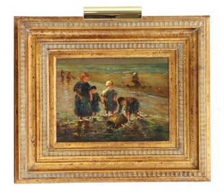 Late 19th/Early 20th Impressionist Figural Scene Oil on Canvas