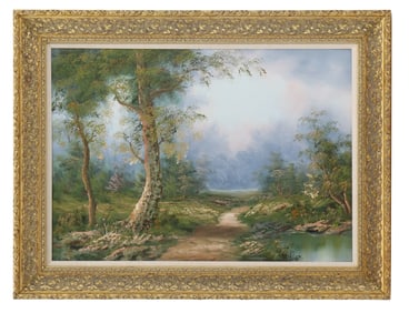 Framed and Signed Impressionist Landscape Oil on Canvas