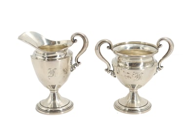 (2) American Mueck Cavey Co. Sterling Creamer and Sugar Bowl - 7.465 ozt.