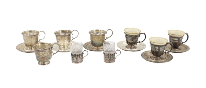 (20) International Sterling Silver Cups and Saucers - 10.785 ozt.