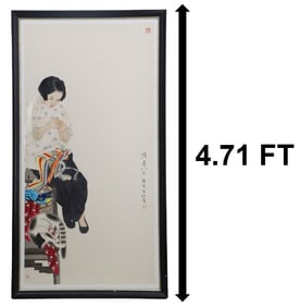 Large Japanese Figural Woodblock Print of a Woman