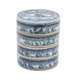 Chinese Blue and White Porcelain Stacking Dishes