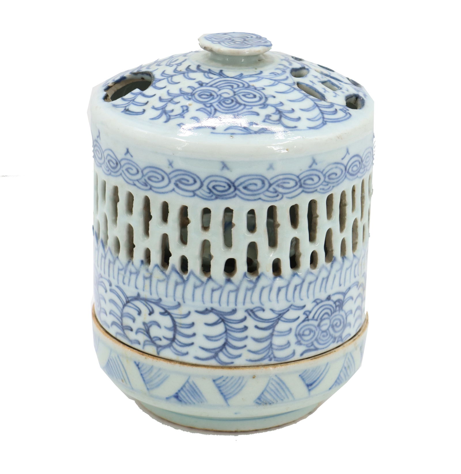 Chinese Glazed Porcelain Blue and White Covered Censer (1 of 20)
