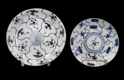 (2) Antique Chinese Blue and White Porcelain Plates