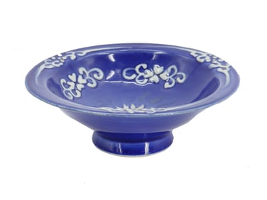 Chinese Blue Glazed and White Slip Decorated Porcelain