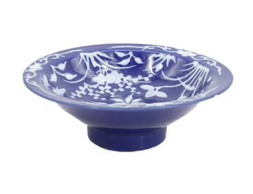 Chinese Blue Glazed and White Slip Decorated Porcelain