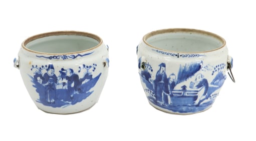 (2) Small Chinese Blue and White Porcelain Apothecary Jars