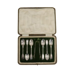 (7) Piece Sterling Silver Sheffield Coffee Set in Case - 3.265 ozt.