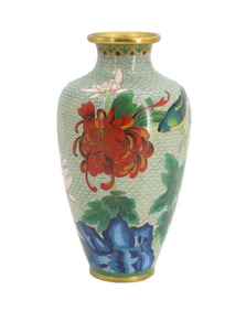 Chinese Cloisonne Ceramic Vase with Floral Decoration