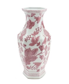 Chinese Hand-Painted Porcelain Hexagonal Vase