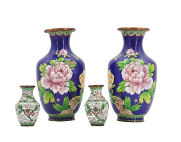 (4) Chinese Cloisonne Porcelain Vases