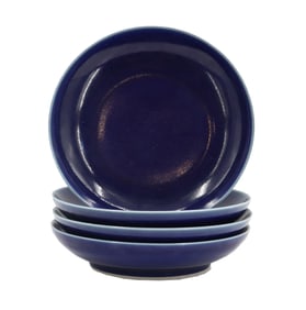 (4) Chinese Monochrome Cobalt Blue Bowls