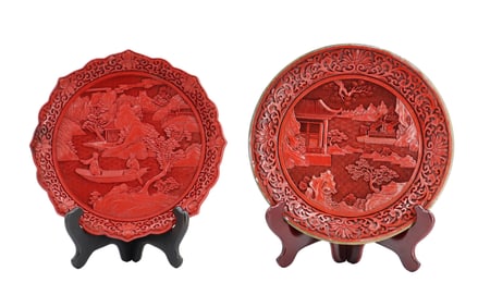 (2) Chinese Cinnabar Plates