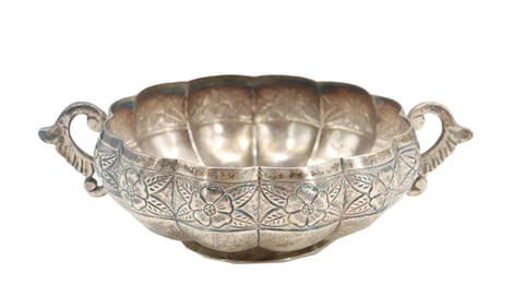 Mexican Maciel Hand Hammered and Detailed 90% Silver Footed Bowl - 10.095 ozt.