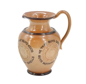 Antique English Doulton Lambeth Ceramic Motto Jug