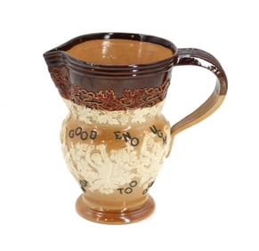 Antique English Doulton Lambeth Ceramic Motto Jug
