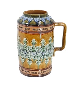 Antique English Doulton Lambeth Ceramic Motto Jug