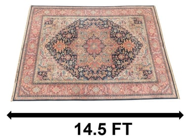 Extremely Large 14 Foot Heriz Style Karastan Wool Carpet