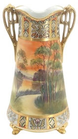 Antique Japanese Hand Painted Nippon Porcelain Vase