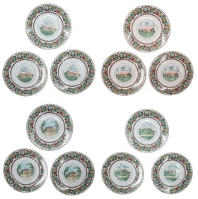 (12) Philippe Deshoulieres French Limoges Porcelain Vineyard Style Salad Plates