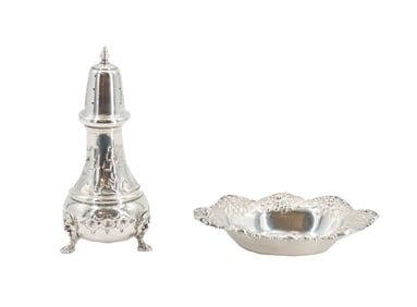 (2) Sterling Silver Items - Candy Dish and Salt Shaker - 1.690 ozt.