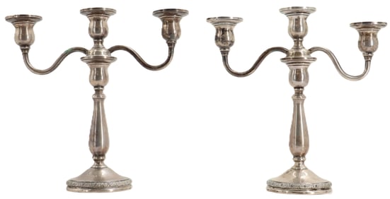 Pair of Prelude International Sterling Silver Weighted Candelabras