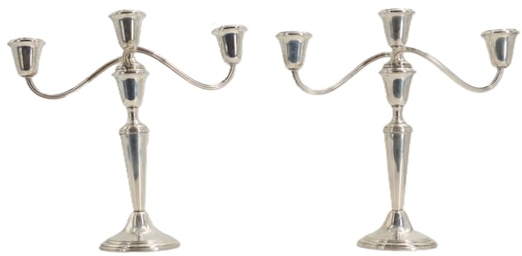Pair of Gorham Sterling Silver Weighted Candelabras