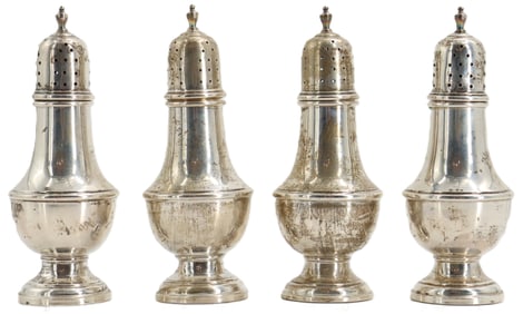 (4) Preisner Sterling Silver Weighted Salt and Pepper Shakers