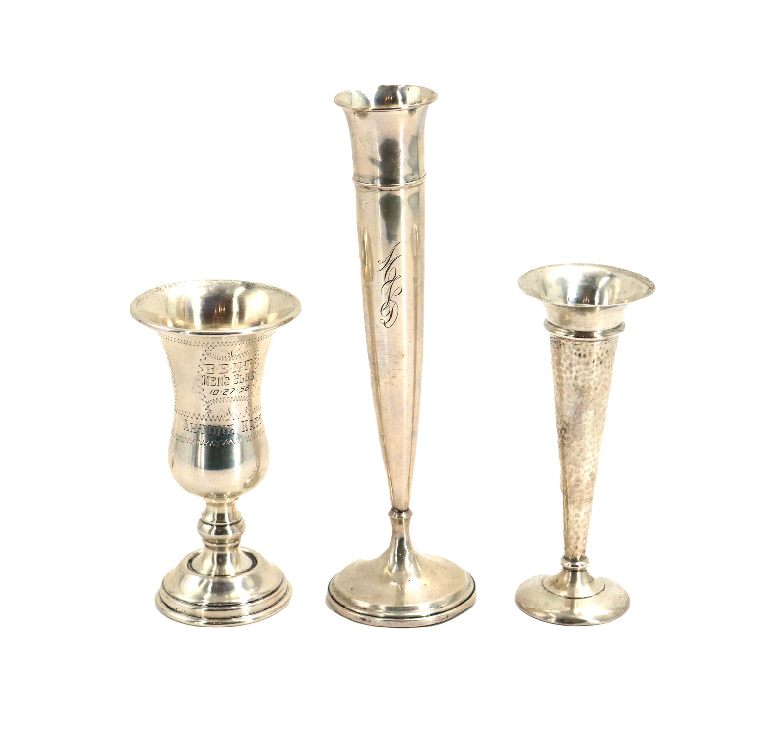 Sterling Silver English Bud Vase, Kiddish Cup, and Weighted Candlestick - 2.82 ozt. (1 of 16)