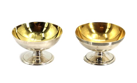 Pair of Tiffany & Co. Makers Sterling Salt Cellars with Gold Wash Interior, 1.735 ozt