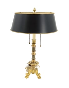 French Bouillotte Style Brass Electric Lamp