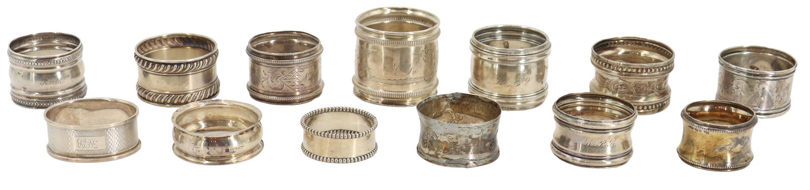 (13) Sterling Silver Napkin Rings Marked by Various Makers - 5.690 ozt (1 of 17)