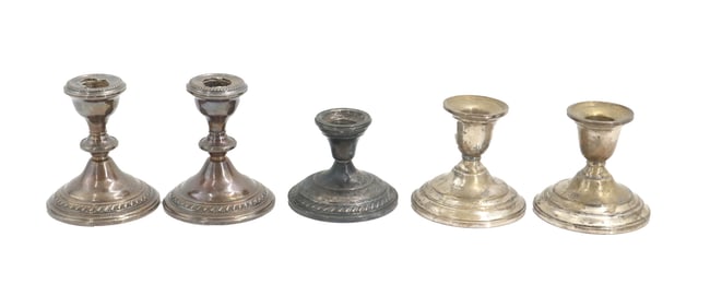 (5) American Weighted Sterling Candle Holders
