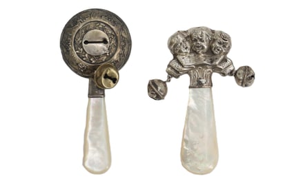 (2) American Sterling Silver and Mother of Pearl Rattles