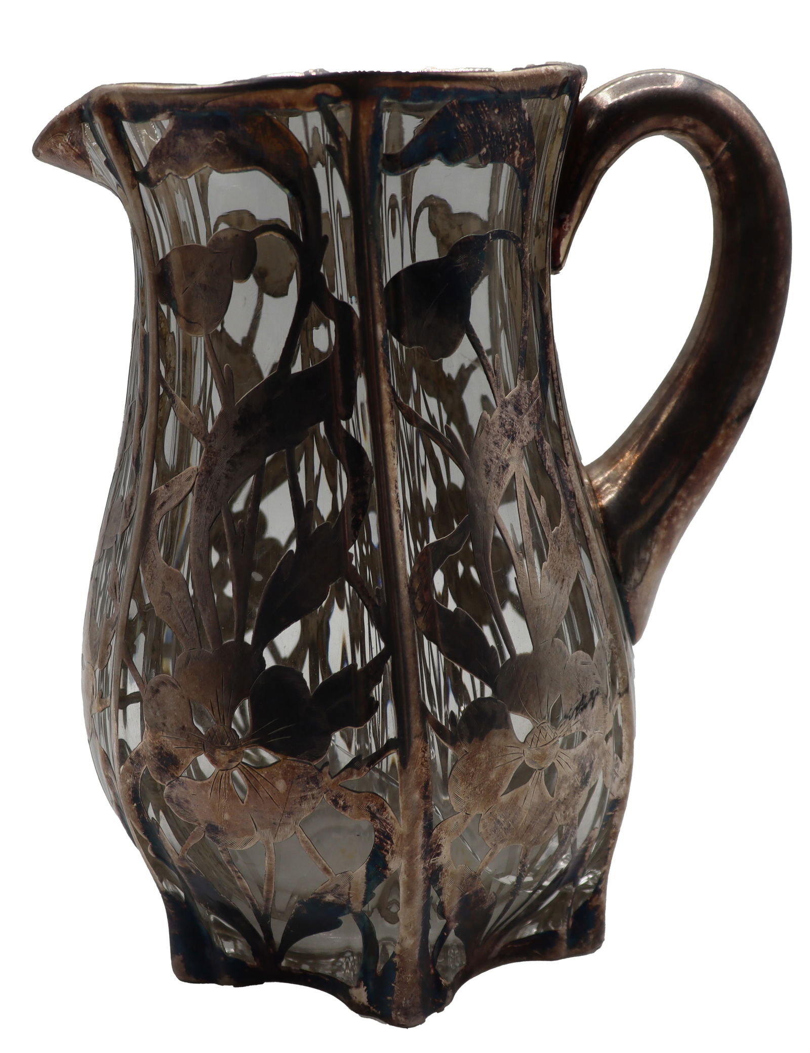 Antique Silver Overlay Clear Glass Pitcher (1 of 13)