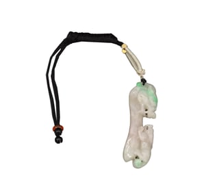 Chinese Carved Moss on Snow Natural Jade Pendant