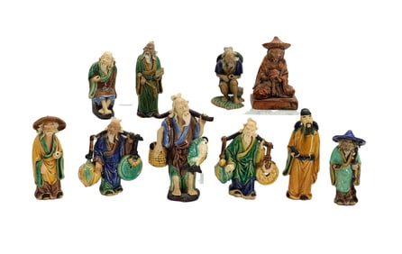 (10) Antique Chinese Mudmen Figurines