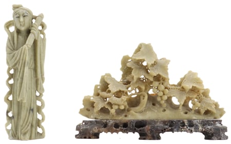 (2) Chinese Carved Soapstone Sculptures