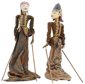 (2) Vintage Indonesian Stick Puppets