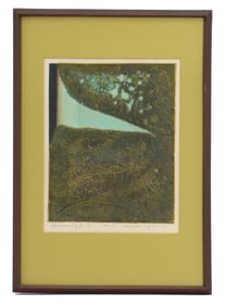 Hiroyuki Tajima (1911-1984) Japanese, Signed and Dated Abstract Woodblock Print