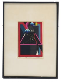 Akira Kurosaki (1937-2019) Japanese, Abstract Surrealist Woodblock Print