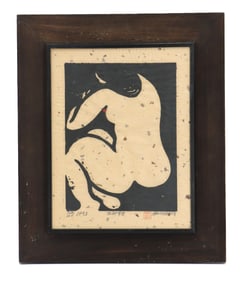 Iwao Akiyama (1921-2014) Japanese, Nude Art Woodblock Print on High Pulp Paper