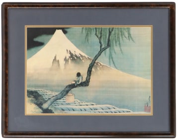 After Katsushika Hokusai (1760-1849) Japanese, Watercolor on Silk
