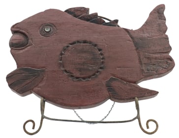 Chinese Carved Wood Folk Fish